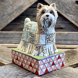 2007 Jim Shore Heartwood Creek "PJ" Yorkshire Terrier Figurine, Folk Art Style